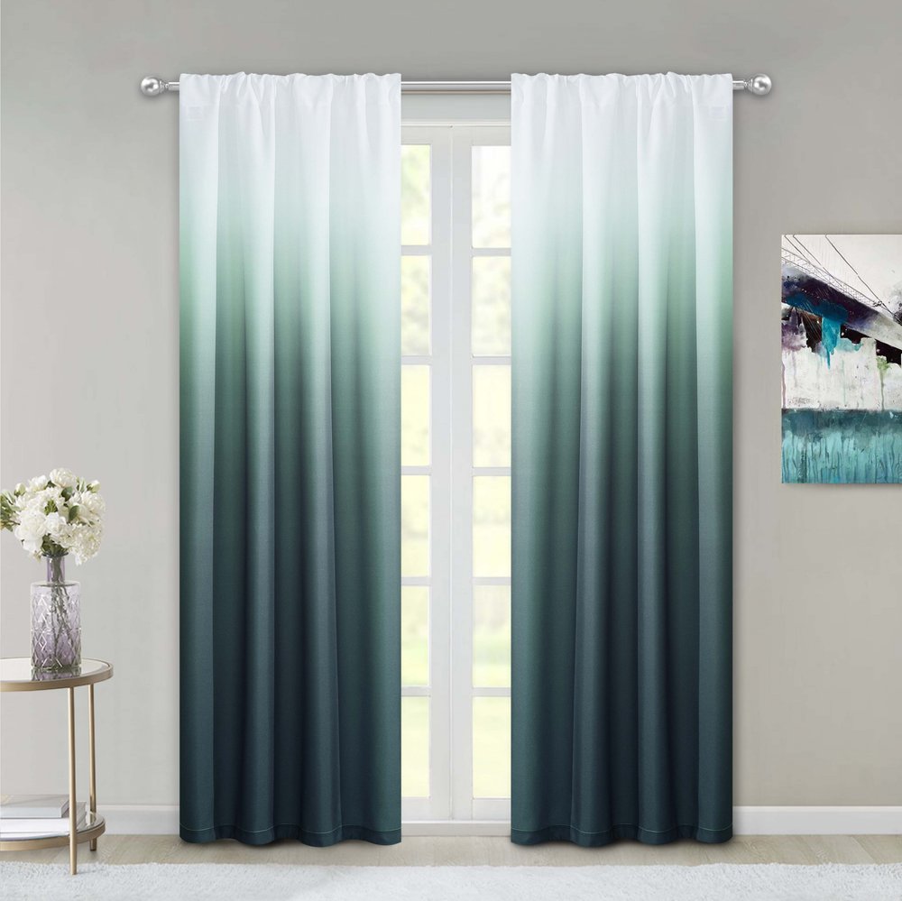 Set of Two 84"  Blue Ombre Shades Window Panels — view 1