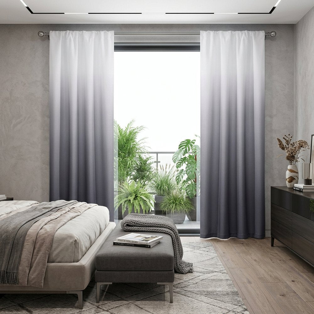 Set of Two 84"  Black Ombre Shades Window Panels HomeRoots
