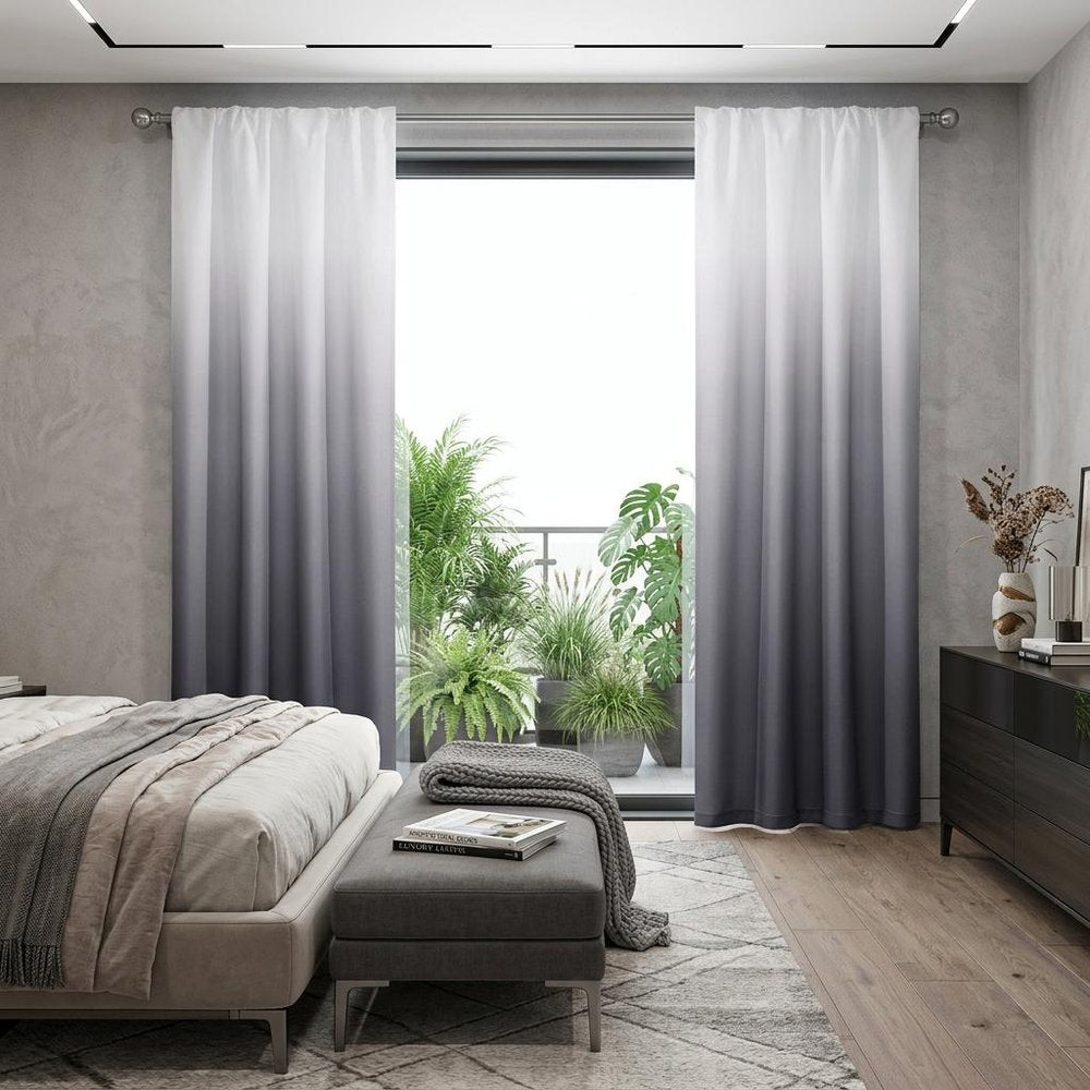 Set of Two 84"  Black Ombre Shades Window Panels HomeRoots