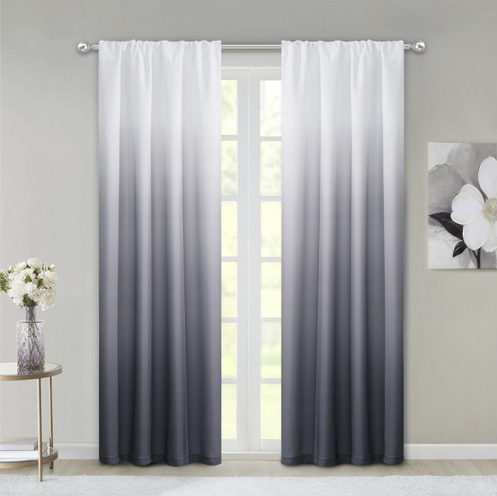 Set of Two 84"  Black Ombre Shades Window Panels — view 2