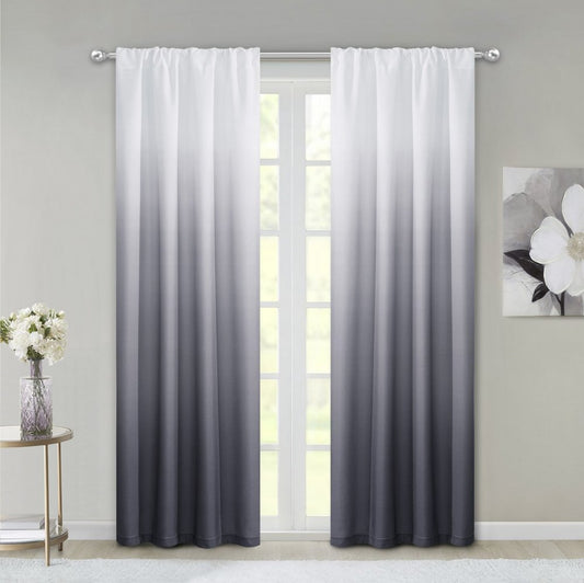 Set of Two 84"  Black Ombre Shades Window Panels HomeRoots