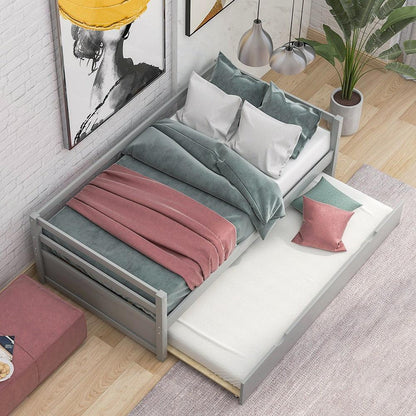 Gray Twin Bed with Trundle - FurniFindUSA