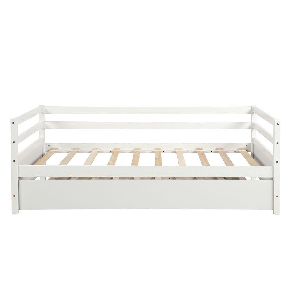 White Twin Bed with Trundle - FurniFindUSA