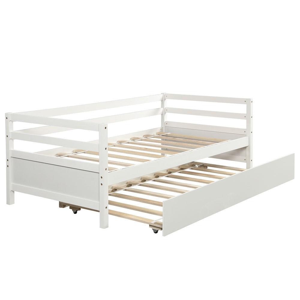 White Twin Bed with Trundle - FurniFindUSA