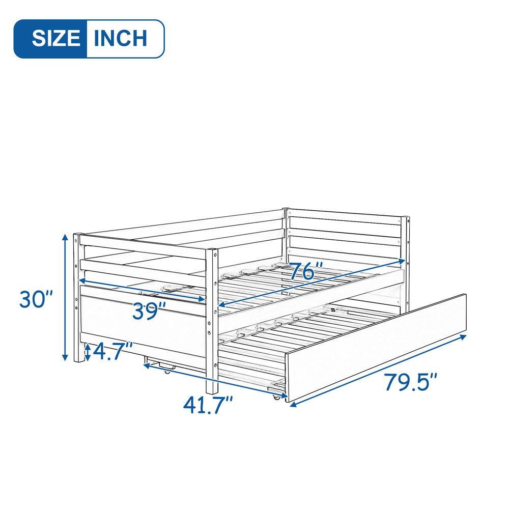 White Twin Bed with Trundle - FurniFindUSA