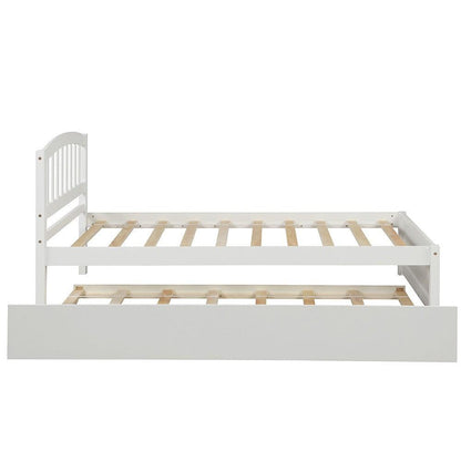 White Twin Bed with Trundle - FurniFindUSA