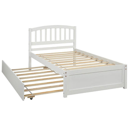 White Twin Bed with Trundle - FurniFindUSA