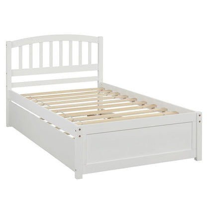 White Twin Bed with Trundle - FurniFindUSA