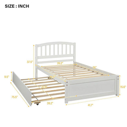 White Twin Bed with Trundle - FurniFindUSA