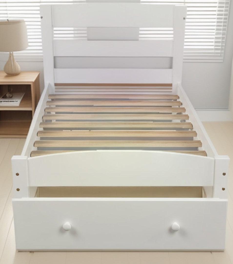 Twin White Upholstered Bed - FurniFindUSA