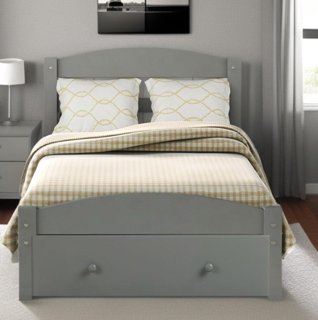 Twin Gray Upholstered Bed - FurniFindUSA