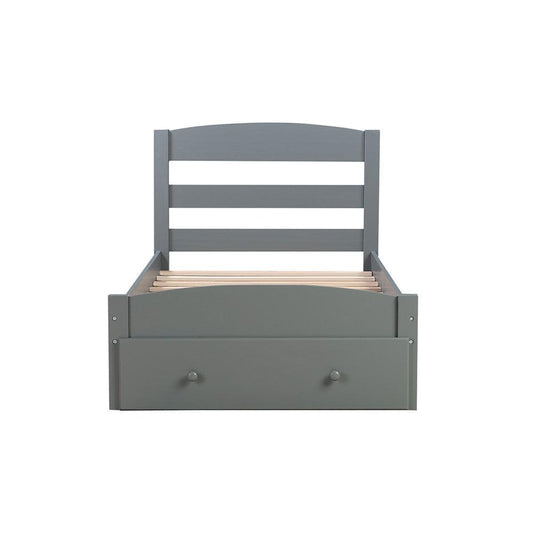 Twin Gray Upholstered Bed - FurniFindUSA