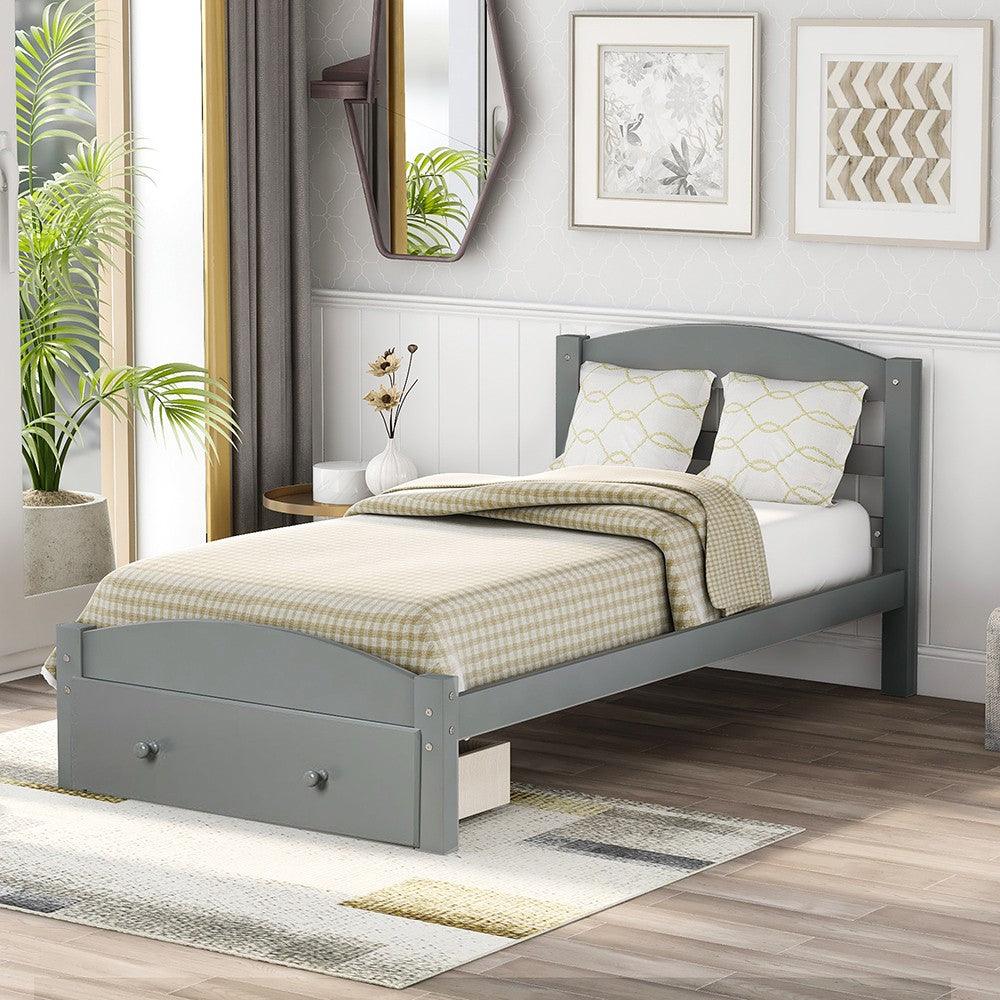 Twin Gray Upholstered Bed - FurniFindUSA