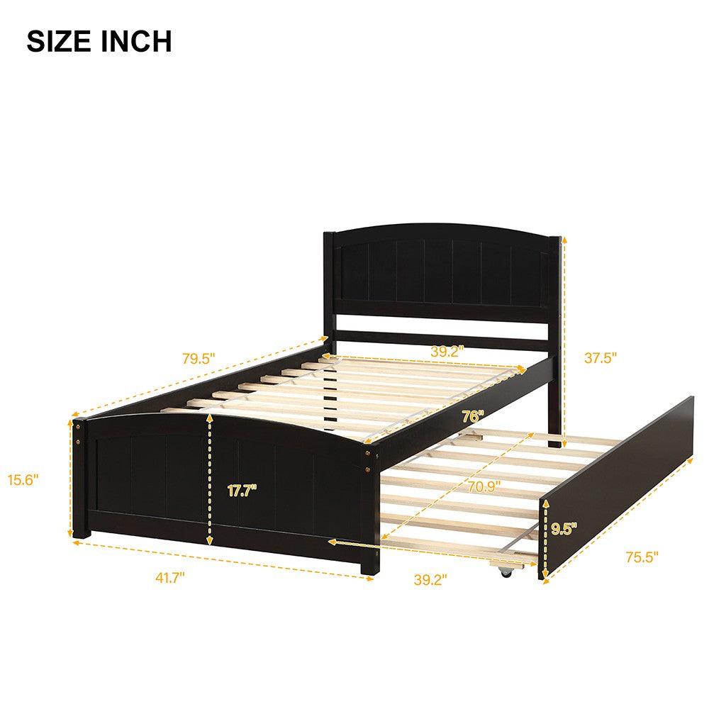 Espresso Twin Bed with Trundle - FurniFindUSA