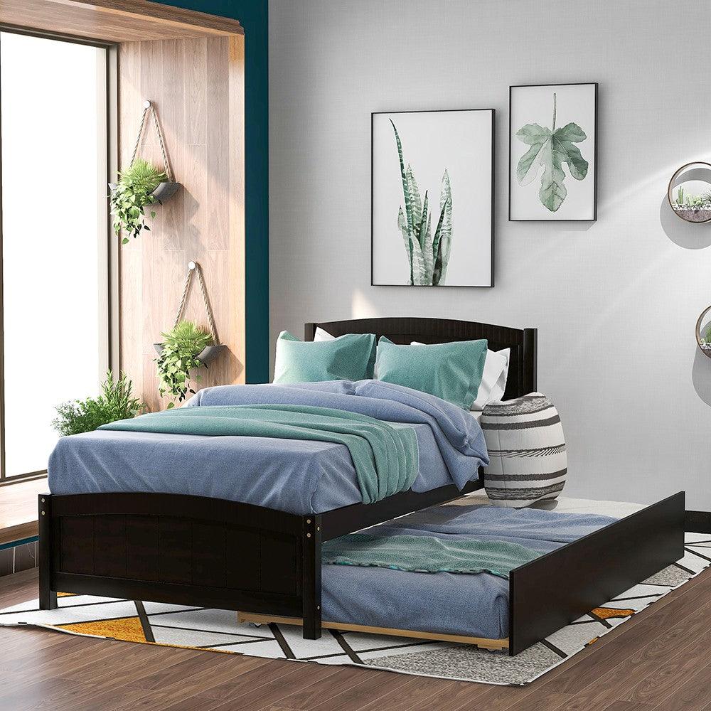 Espresso Twin Bed with Trundle - FurniFindUSA