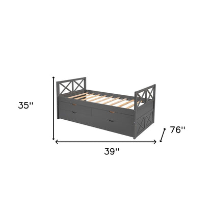 Gray Twin Bed with Trundle - FurniFindUSA