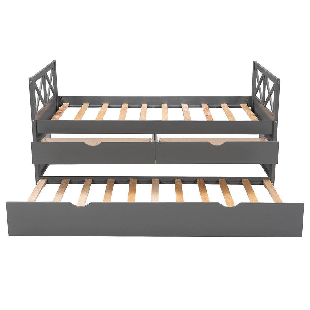 Gray Twin Bed with Trundle - FurniFindUSA