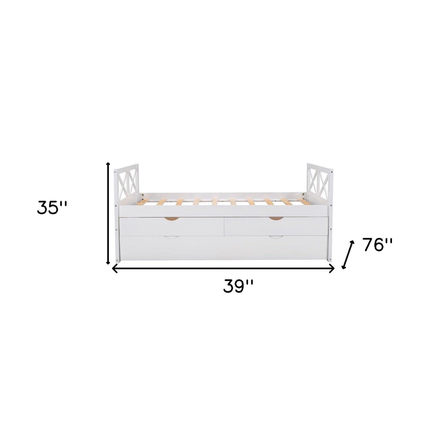 White Twin Bed with Trundle - FurniFindUSA