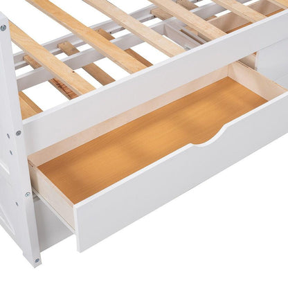 White Twin Bed with Trundle - FurniFindUSA