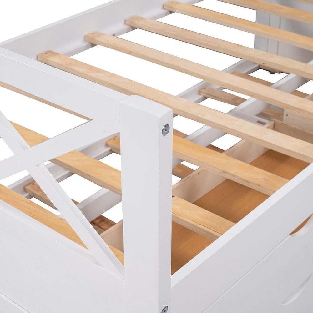 White Twin Bed with Trundle - FurniFindUSA