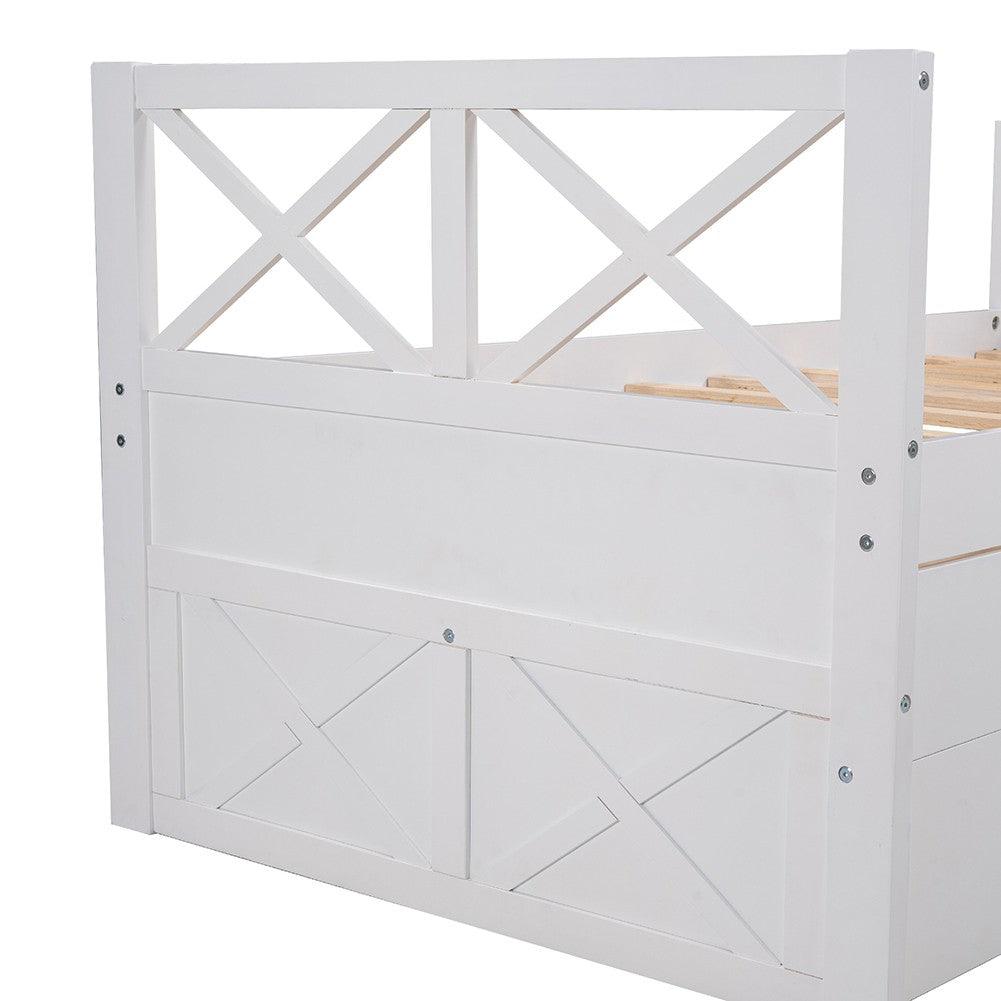 White Twin Bed with Trundle - FurniFindUSA