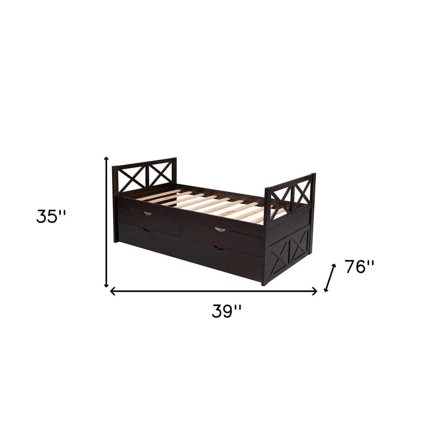 Espresso Twin Bed with Trundle - FurniFindUSA