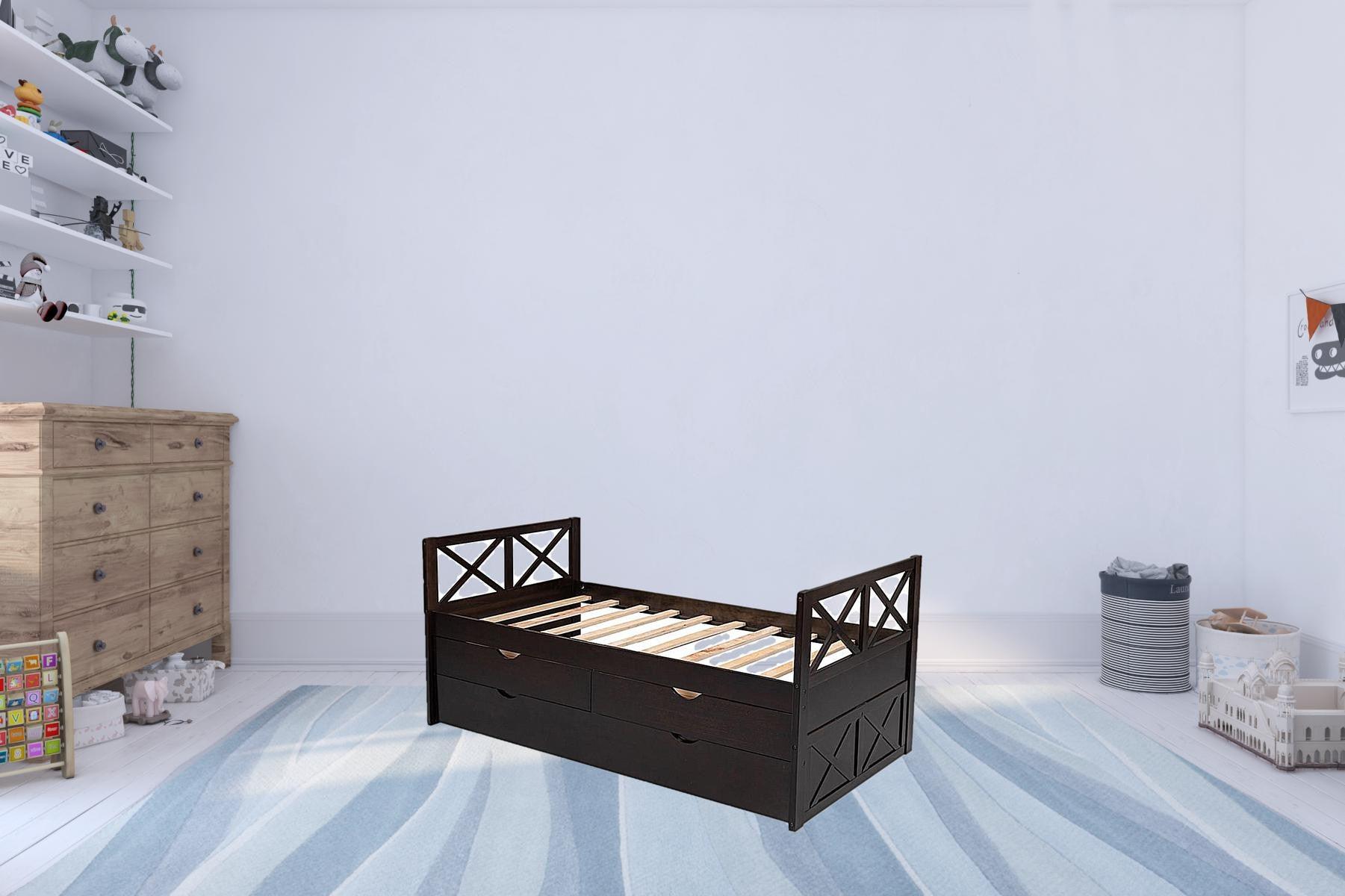 Espresso Twin Bed with Trundle - FurniFindUSA