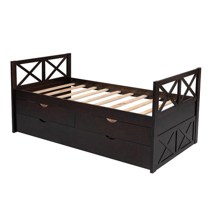 Espresso Twin Bed with Trundle - FurniFindUSA