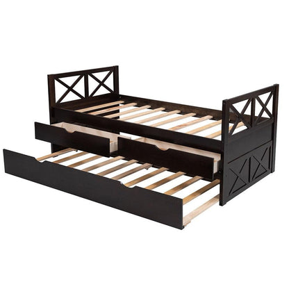 Espresso Twin Bed with Trundle - FurniFindUSA