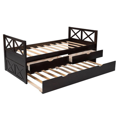 Espresso Twin Bed with Trundle - FurniFindUSA