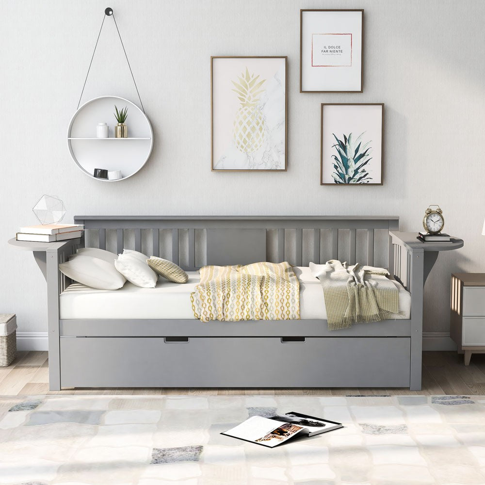 Gray Twin Bed with Trundle