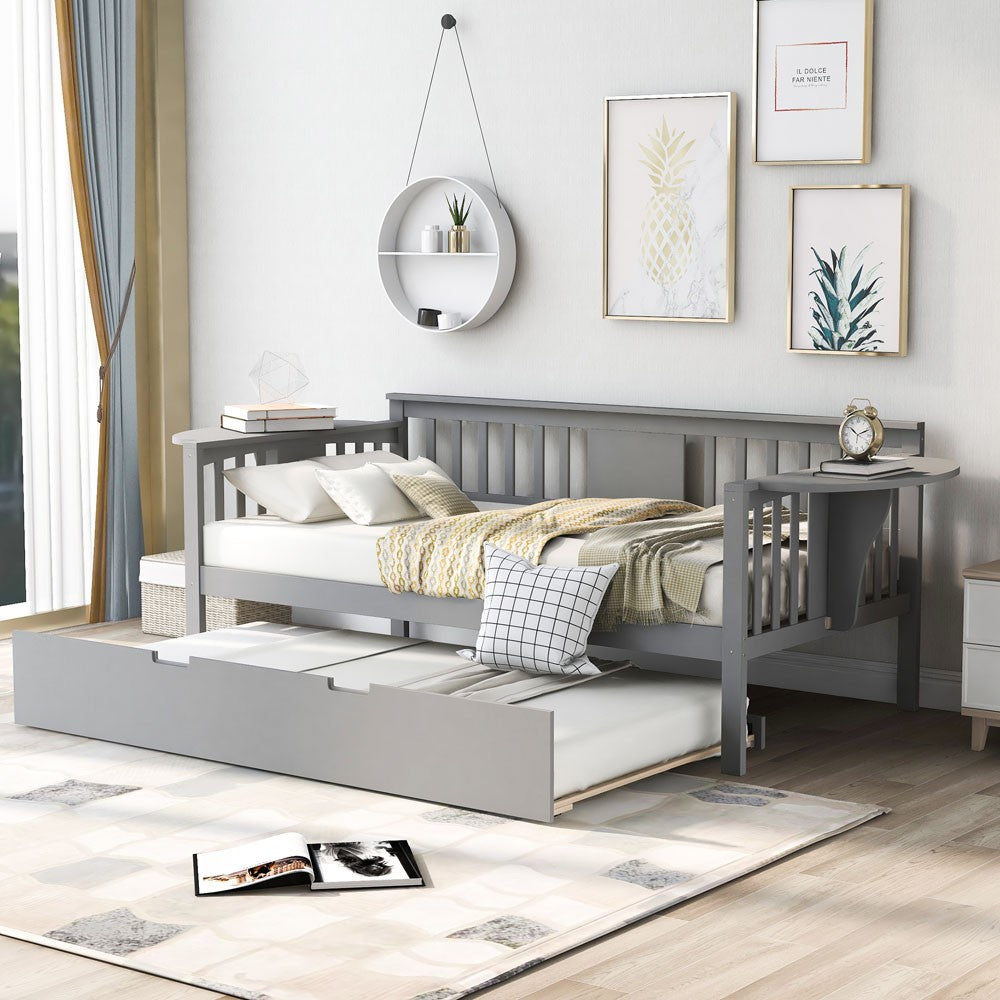 Gray Twin Bed with Trundle