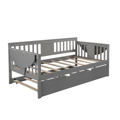 Gray Twin Bed with Trundle