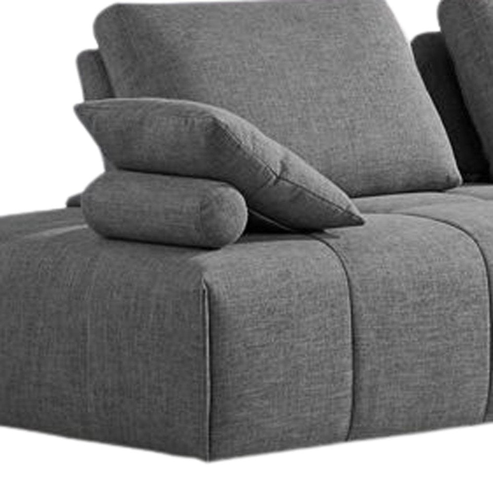 Gray Polyester Modular L Shaped Two Piece Sofa and Chaise Sectional And Toss Pillows — view 5