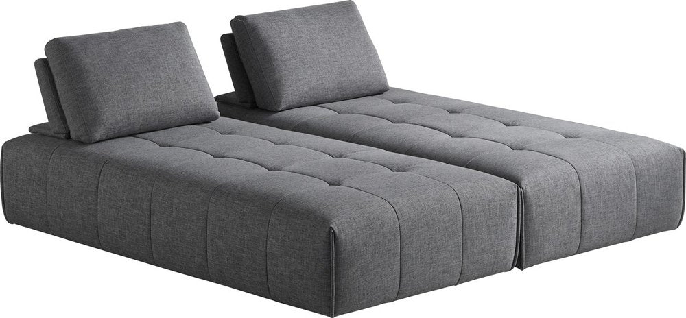 Gray Polyester Modular L Shaped Two Piece Sofa and Chaise Sectional And Toss Pillows — view 1