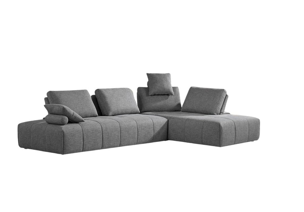 Gray Polyester Modular L Shaped Two Piece Sofa and Chaise Sectional And Toss Pillows HomeRoots
