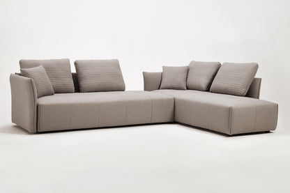 Light Gray Polyester Modular L Shaped Two Piece Sofa and Chaise Sectional