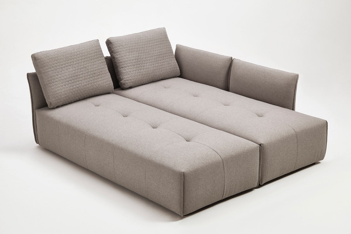 Light Gray Polyester Modular L Shaped Two Piece Sofa and Chaise Sectional