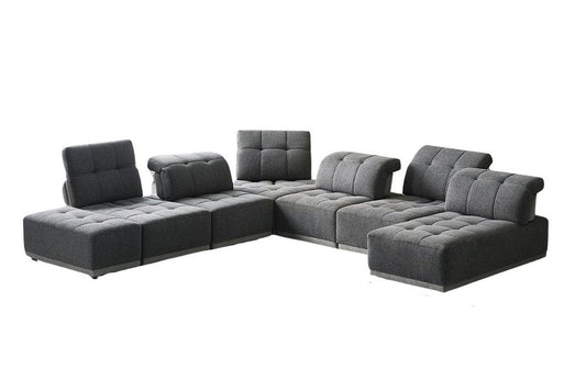 Gray Fabric Modular U Shaped Seven Piece Corner Sectional With Ottoman HomeRoots