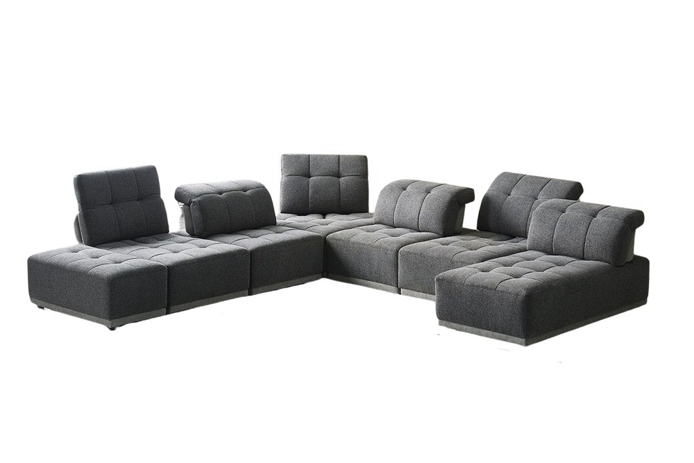 Gray Polyester Modular U Shaped Seven Piece Corner Sectional HomeRoots