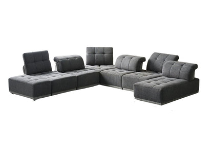 Gray Polyester Modular U Shaped Seven Piece Corner Sectional HomeRoots
