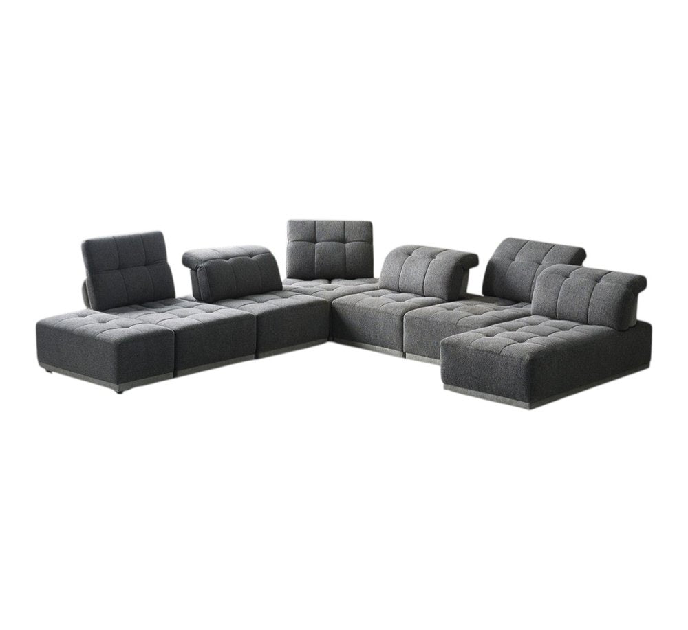 Gray Polyester Modular U Shaped Seven Piece Corner Sectional HomeRoots