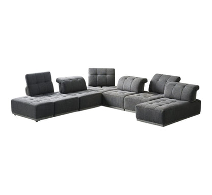 Gray Polyester Modular U Shaped Seven Piece Corner Sectional HomeRoots