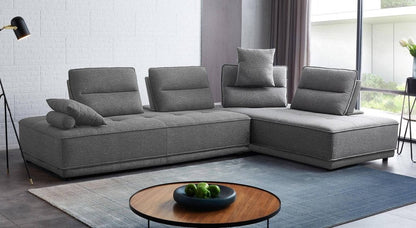Gray Fabric L Shaped Two Piece Sofa and Chaise Sectional HomeRoots