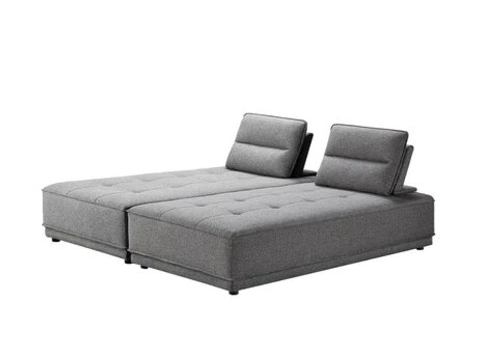 Gray Fabric L Shaped Two Piece Sofa and Chaise Sectional HomeRoots