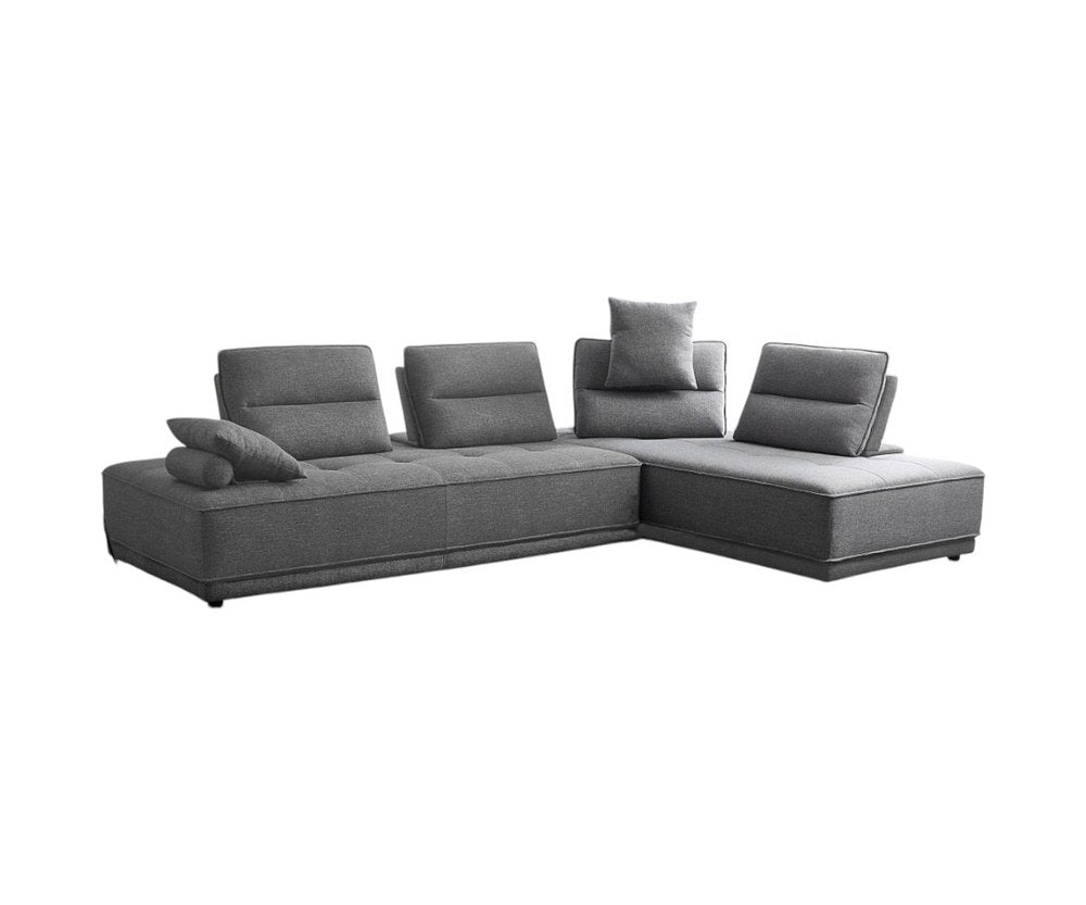 Gray Fabric L Shaped Two Piece Sofa and Chaise Sectional HomeRoots