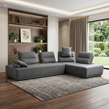 Gray Fabric L Shaped Two Piece Sofa and Chaise Sectional HomeRoots