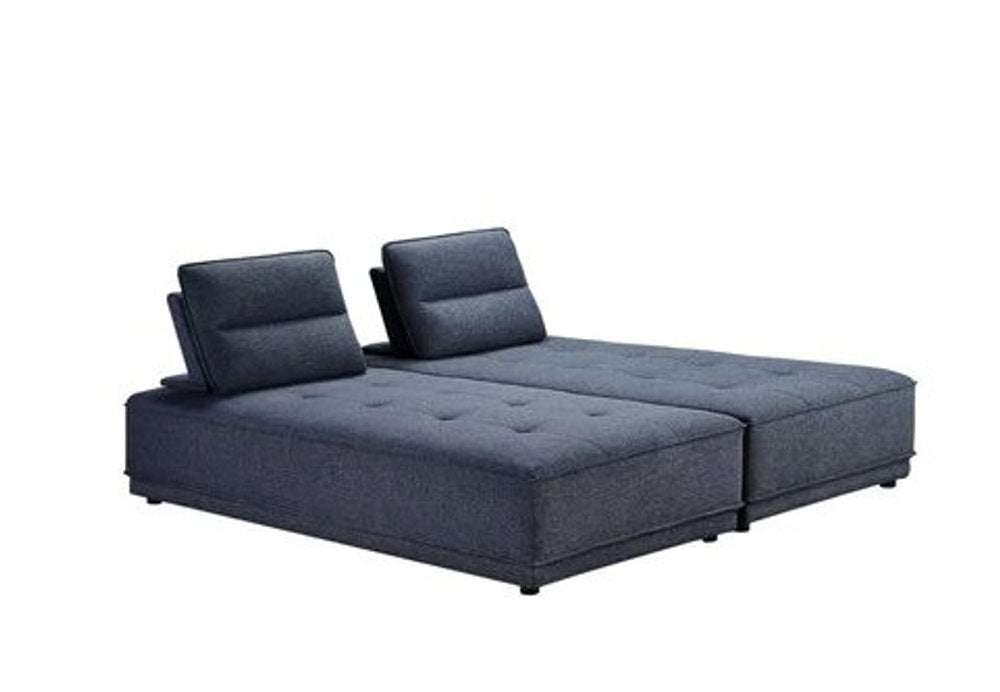 Blue 100% Polyester Stationary L Shaped Two Piece Sofa And Chaise HomeRoots