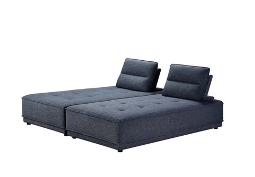 Blue 100% Polyester Stationary L Shaped Two Piece Sofa And Chaise HomeRoots