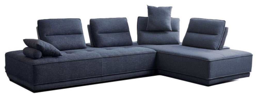 Blue 100% Polyester Stationary L Shaped Two Piece Sofa And Chaise HomeRoots